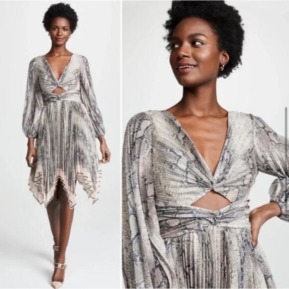 Zimmermann Snake Print Cutout Dress SZ 0/ US 4/ AU UK 8 Corsage Python Coquette - Picture 3 of 14